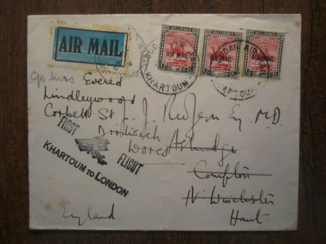 1931 SUDAN FIRST FLIGHT KHARTOUM to LONDON COVER