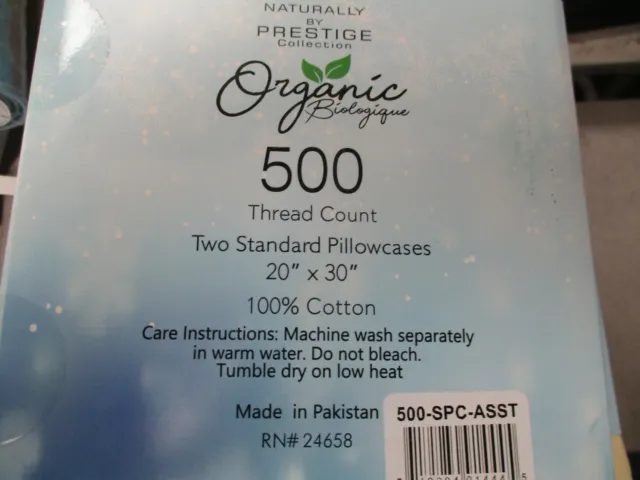 500 hilos orgánicos 100% algodón ETS ALMOHADA ESPUMA DE MAR TOTALMENTE NUEVOS 2 ESTUCHES