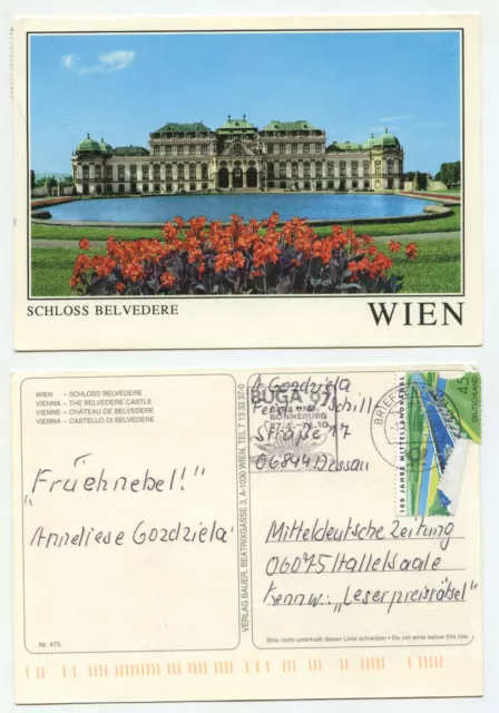 07588 - Schloss Belvedere - Wien - alte Ansichtskarte, gelaufen in Deutschland