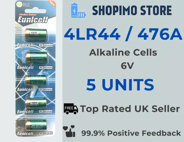 5 x 476A 4A76 6V Alkaline Batteries 4LR44 28A Cells Battery Eunicell  0% Hg New