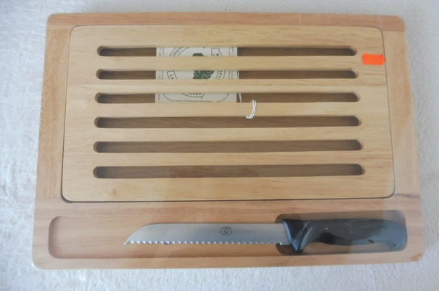 Schneidebrett Brett Brotschneidebrett +Messer +Krümmelschale Plantagenholz Neu