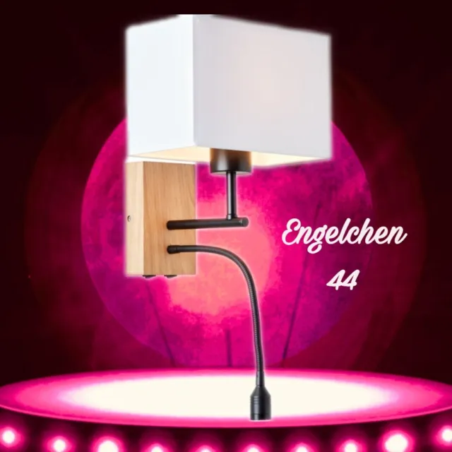 EUR RAYAN PicClick Wand weiß LED 134,03 Holz Leuchte Lampe Lesearm G99440/35 - Stoffschirm BRILLIANT DE