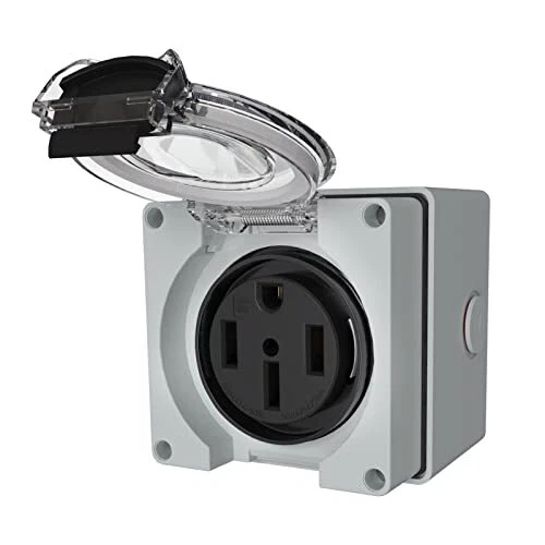 50Amp RV Power Outlet Box,NEMA 14-50R Receptacle 125/250Volt,Outdoor dustproo...