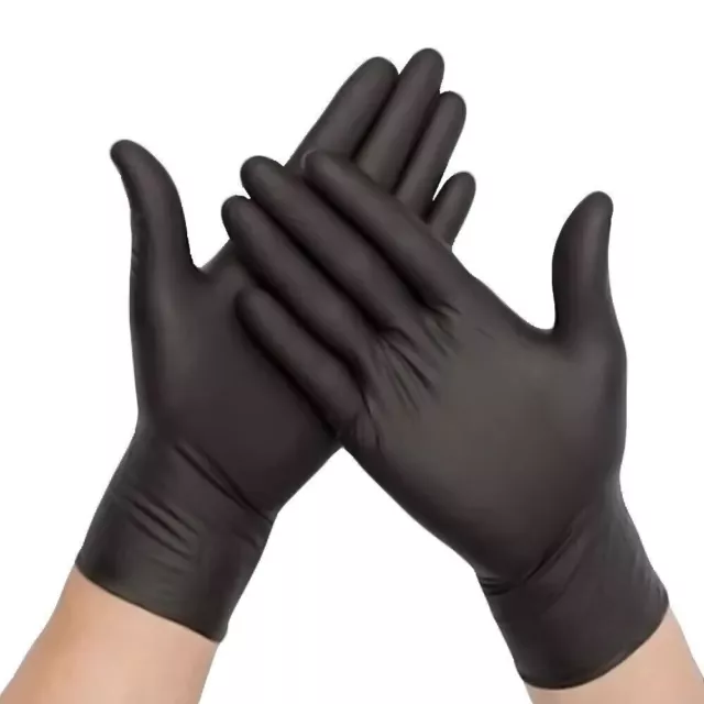 100 DISPOSABLE NITRILE GLOVES POWDER & LATEX FREE BLACK Medical S/M/L/XL 1000