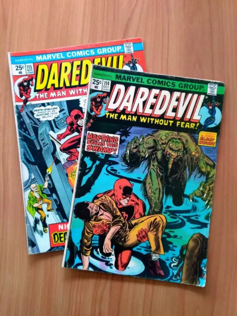 Daredevil #114,#115,Bronze Age,1974,MSV intact,Marvel Comics