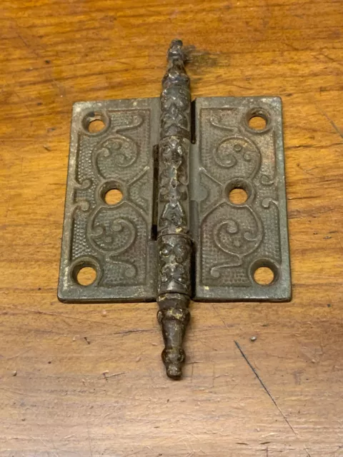 Antique Hardware Hinge 3x3 Ornate Steeple Cast Iron 1880’s
