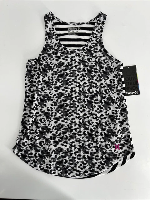 Hurley, Girls Leopard Print Tank Top, Black/White, Size M, NWT
