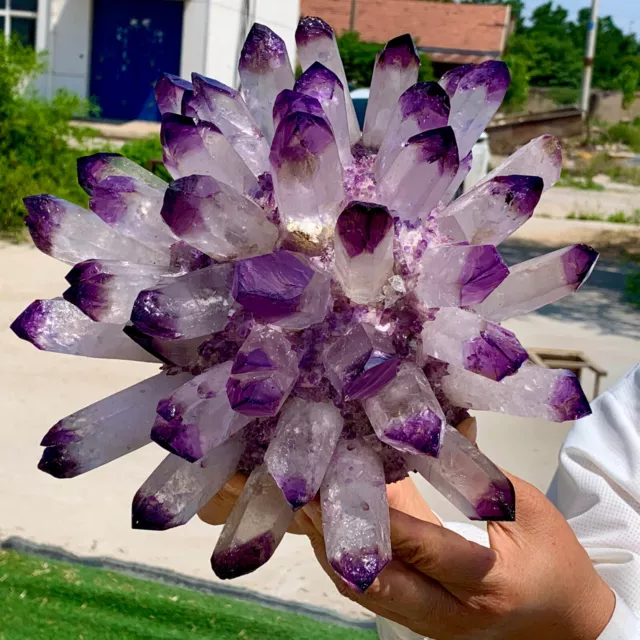 10.55LB New Find Purple  PhantomQuartz Crystal Cluster MineralSpecimen