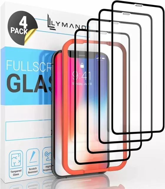 4x Full Screen Glas für iPhone 12 11 X XS XR Pro Max Mini 9D Panzerfolie Schutz