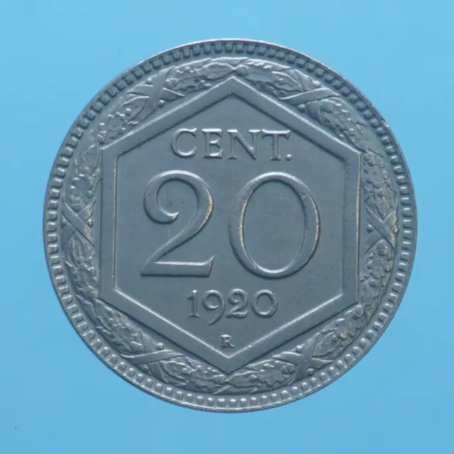 Vittorio Emanuele Iii 20 Centesimi 1920 Esagono Coin Nichel Collezione