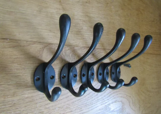 Cast iron Rustic hat & coat hooks vintage old English Victorian retro pegs