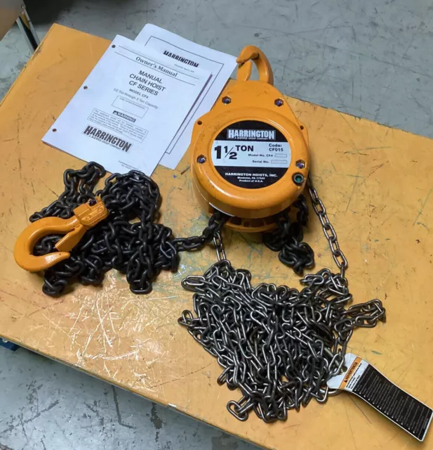 HARRINGTON CF015-15 Manual Chain Hoist 1.5 Ton Load Capacity 15 Ft