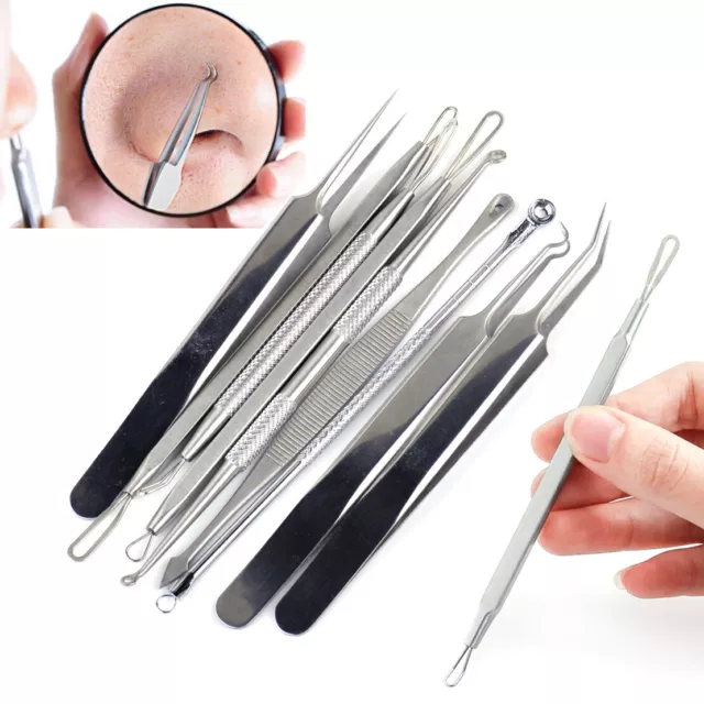 9x Stainless Steel Blackhead Comedone Pimple Blemish Extractor Remover Tool rt