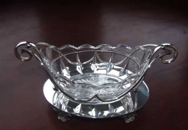 A Vintage Glass Dish on a Silver Plated Stand...Elegant item