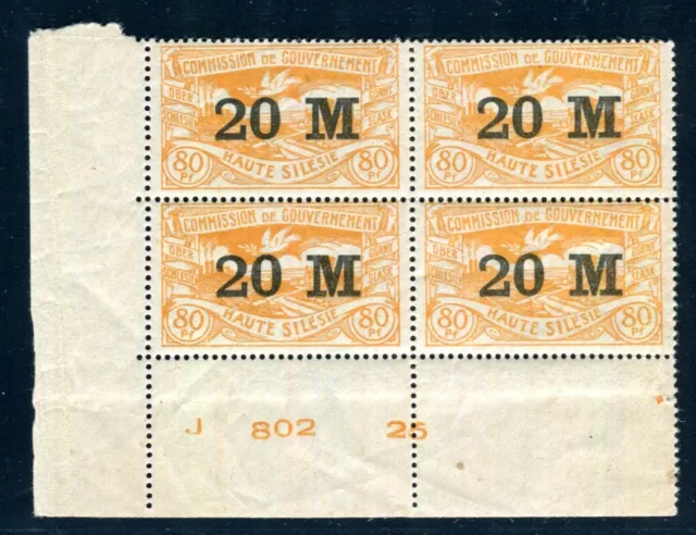 OBERSCHLESIEN 1922 43Bru ** POSTFRISCH VIERERBLOCK SELTENHEIT (Z3745