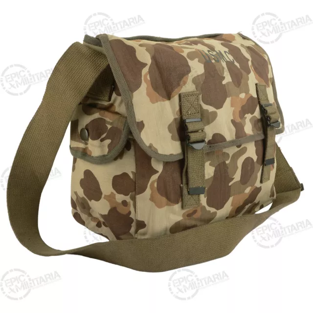 WW2 US Style Desert Frog Camo Messenger Bag - Musette Bag with Strap Tan & Brown 3