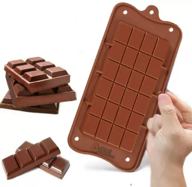 24 Cell Chunk Chocolate Bar Candy Mold Chocolatier Silicone Mould Snap Wax Melt