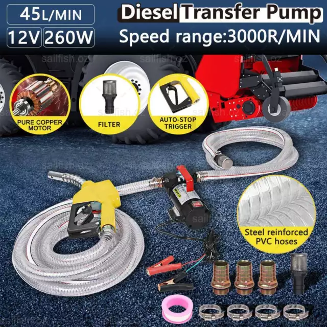 Diesel Transfer Pump Extractor Oil Fuel Electric Bowser Auto DC 12V Car Engine