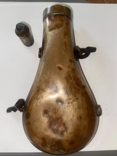 ANTIQUE JAMES DIXON CIVIL WAR ERA / HUNTING Brass Copper BLACK POWDER FLASK  Horn $175.00 - PicClick