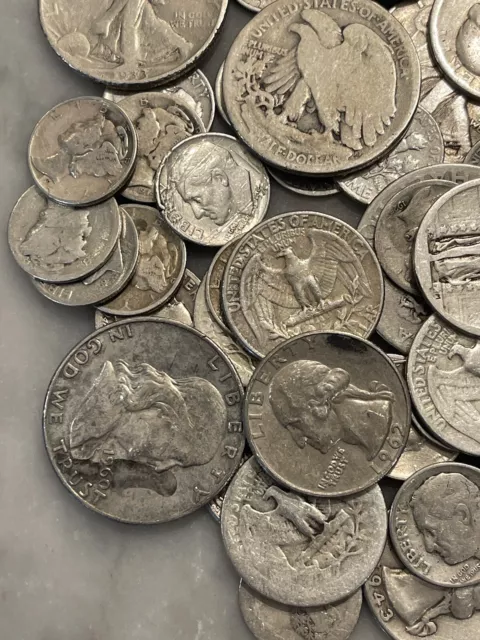 $10 Face 90% Silver CULL Lot Mercury, Walking Liberty, Franklin & More - Mixed 2