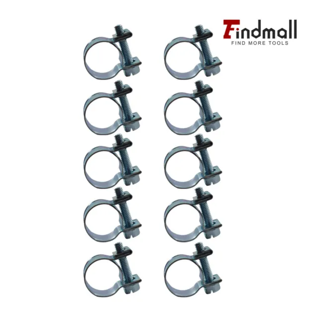 Findmall 10 Pack 19/32" (13mm-15mm) Fuel Injection Hose Clamp / Auto Fuel Clamps