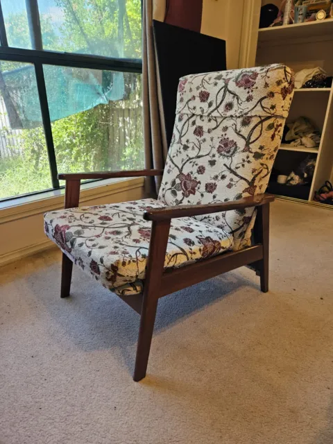 Mid century Danish Parker style 50s 60s armchair reclining floral chair