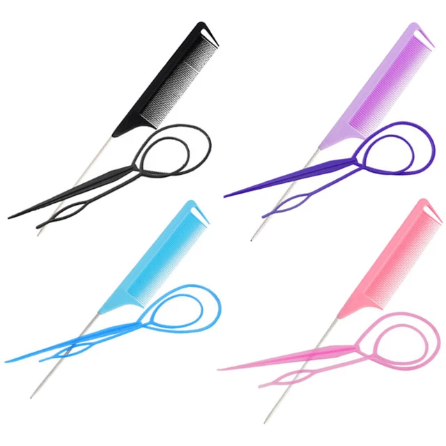 4 juegos de herramientas para trenzar el cabello cola de cola de rata herramienta para hacer cola de caballo accesorios
