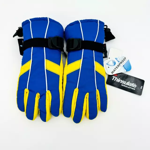 3M Thinsulate Waterproof Blue & Yellow Kids Size 4 - 7 Winter Ski Gloves NWT