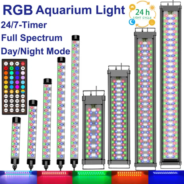 12 20 24 36 48In Aquarium Light Fish Tank RGB 24/7Timer AUTO ON/OFF FULLSpectrum