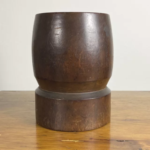 19th Century Primitive Hand Carved Wood Mortar