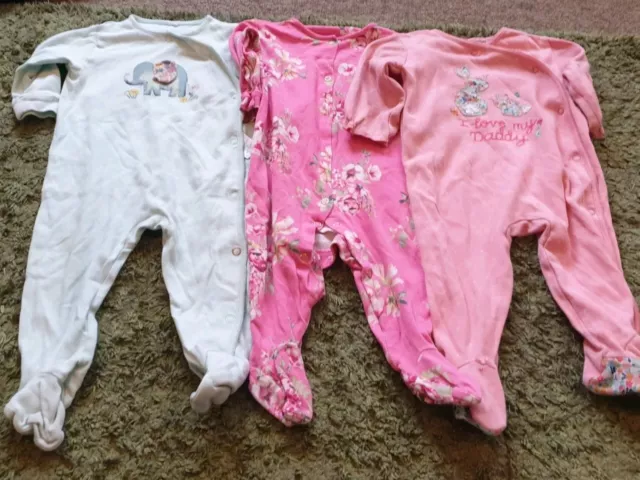 Next 3 Sleepsuits Babygrows Age 6-9 Months