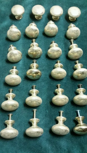 24 Antique SOLID HEAVY Brass  Pull Knob Cabinet Dresser Drawer Door Handle (B)