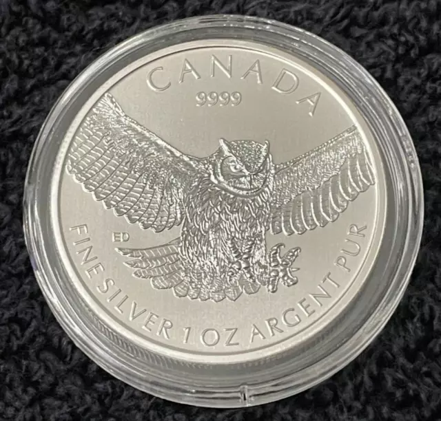 2015 Canada Silver Maple Leaf Great Horned Owl 1oz .9999 Pure Silver