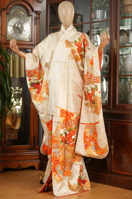 Dear Vanilla Japanese Silk Furisode Kimono Women's Authentic Japan Made Vintage