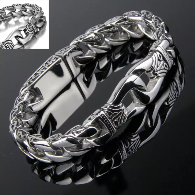 Men's 316L Stainless Steel Polished Silver Curb Link Chain Bracelet Wrist Bangle