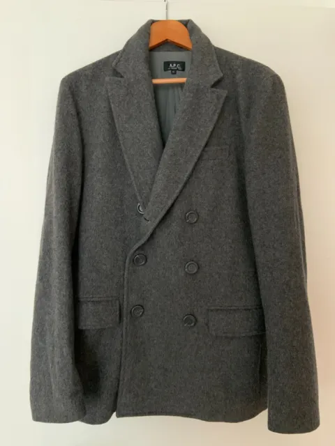 Vintage A.P.C. Gray Wool double-breasted Jacket, men's XL, excellent condition