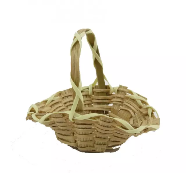 Maison de Poupées Osier Tissé Panier Ouvert Fleur Miniature Jardin Accessoire