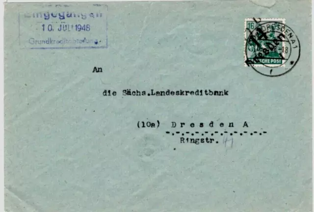 SBZ Bezirk 14 MiNr 172 II Ortsbrief DRESDEN; 09 - 7 - 48