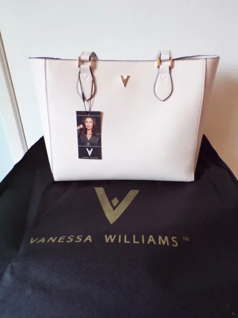 Grand sac fourre-tout luxuriant Vanessa Williams. Neuf avec étiquettes blanc cassé 13 po x 11 po x 4,5 po LIVRAISON GRATUITE