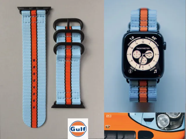 GULF strap for APPLE watch - black - fits all series with 42, 44, 45, 49mm case