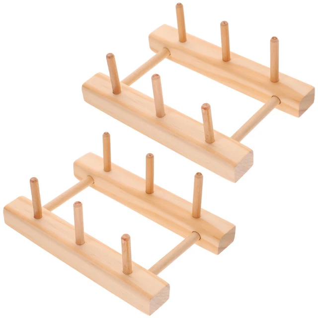 2 piezas práctico soporte de bobina roscado soporte de hilo de coser madera organizador de carrete