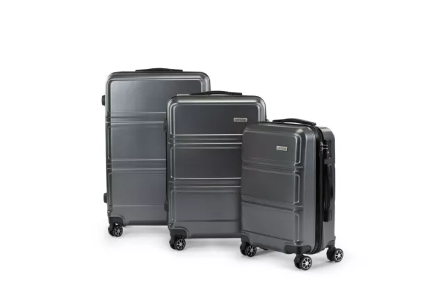 Orbis 3 Piece Kuredu Spinner Luggage Suitcase Set (Charcoal)