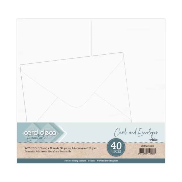 Card Deco Karten & Umschläge - weiß - 40 tlg. / 12,7 x 17,8 cm