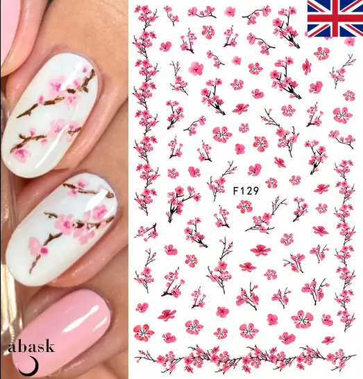 Cherry Blossom Nail Art Stickers Transfers Decals Spring Flowers Floral