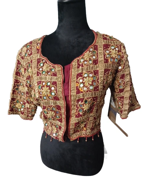 Lehenga Vintage Bead Indian Mirrored Pakistani Wear Wedding Women Choli Saree Sm