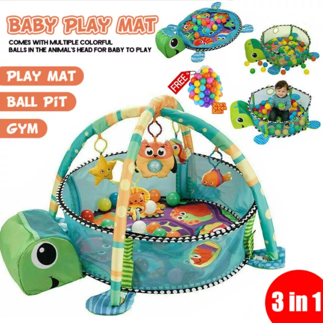 3in1 Turtle Baby Soft Playmat Ball-Pit Nest Activity Gym Play Crawling Floor Mat