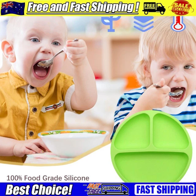 Cute Baby Infant Dining Plate Non Slip Training Sucker Dishes Tableware (Green)