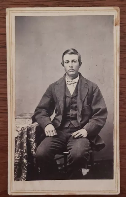 Marysville, CA Civil War era CDV handsome young man w Bible by Sanders & Stinson