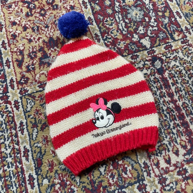 VTG‎ RARE 80s Tokyo Disneyland Minnie Mouse Striped mini Beanie Pom Pom knit hat Minnie Mouse Beanie Indiana Women main image 2