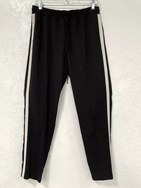 Bisou Bisou Pants Michelle Bohbot Womens Black Medium White Track Stripe Pull On